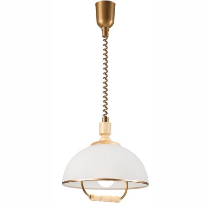 Alas vedettävä kattokruunu RAMONA 1xE27/60W/230V beige/vaaleanruskea/mänty