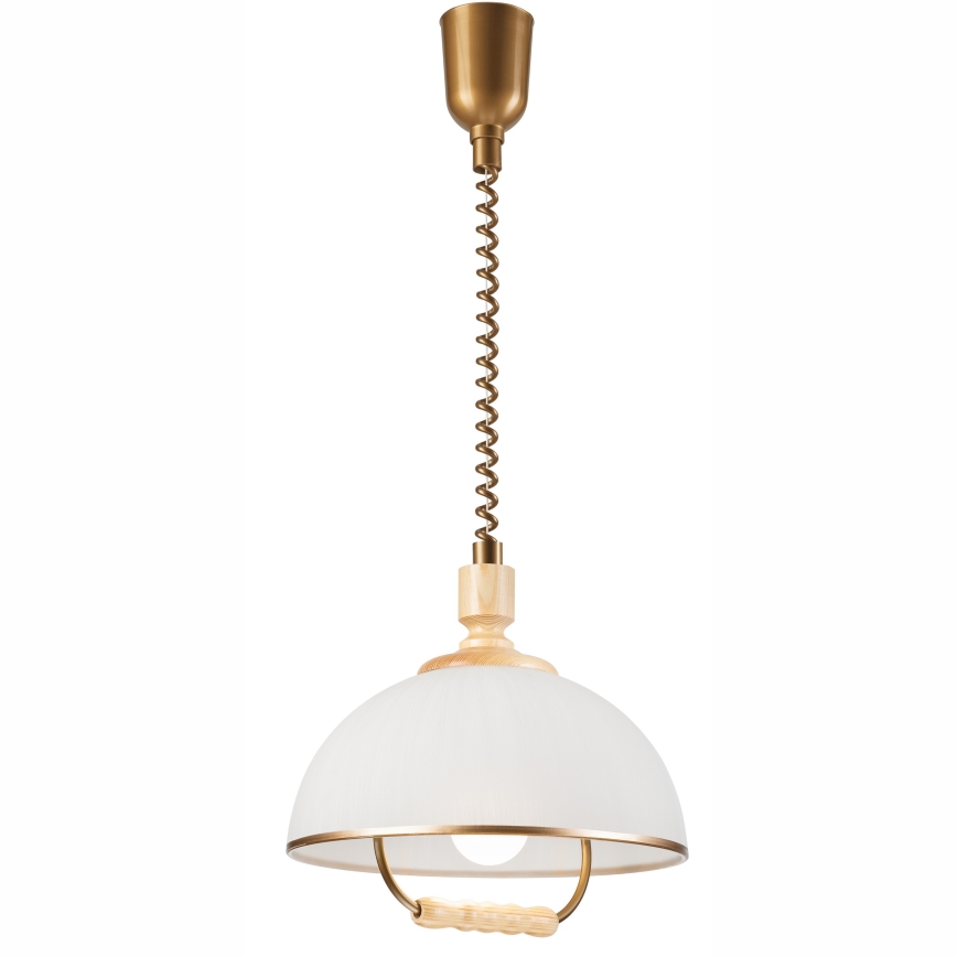 Alas vedettävä kattokruunu RAMONA 1xE27/60W/230V beige/vaaleanruskea/mänty