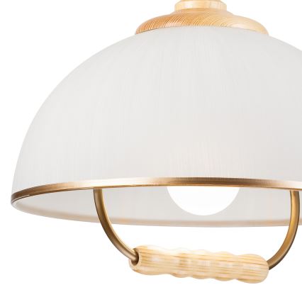 Alas vedettävä kattokruunu RAMONA 1xE27/60W/230V beige/vaaleanruskea/mänty