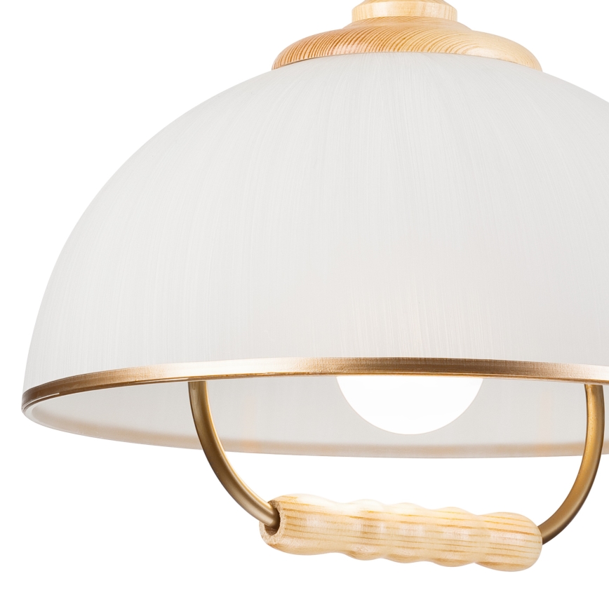 Alas vedettävä kattokruunu RAMONA 1xE27/60W/230V beige/vaaleanruskea/mänty