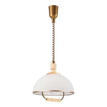 Alas vedettävä kattokruunu RAMONA 1xE27/60W/230V beige/vaaleanruskea/mänty