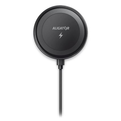 Aligator AMS05BK - Magneettinen puhelinteline autoon langattomalla Qi-latauksella 15 W ja MagSafe-yhteensopiva, musta
