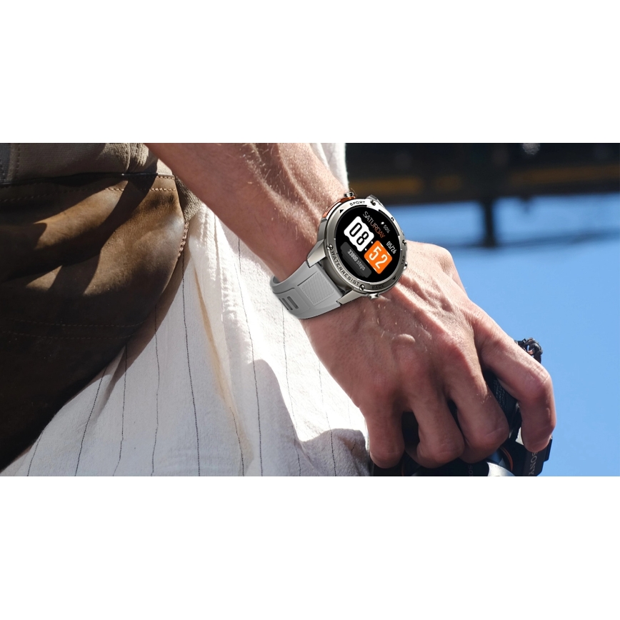 Aligator AW12SR - älykello Watch GPS 500 mAh IP69K hopea