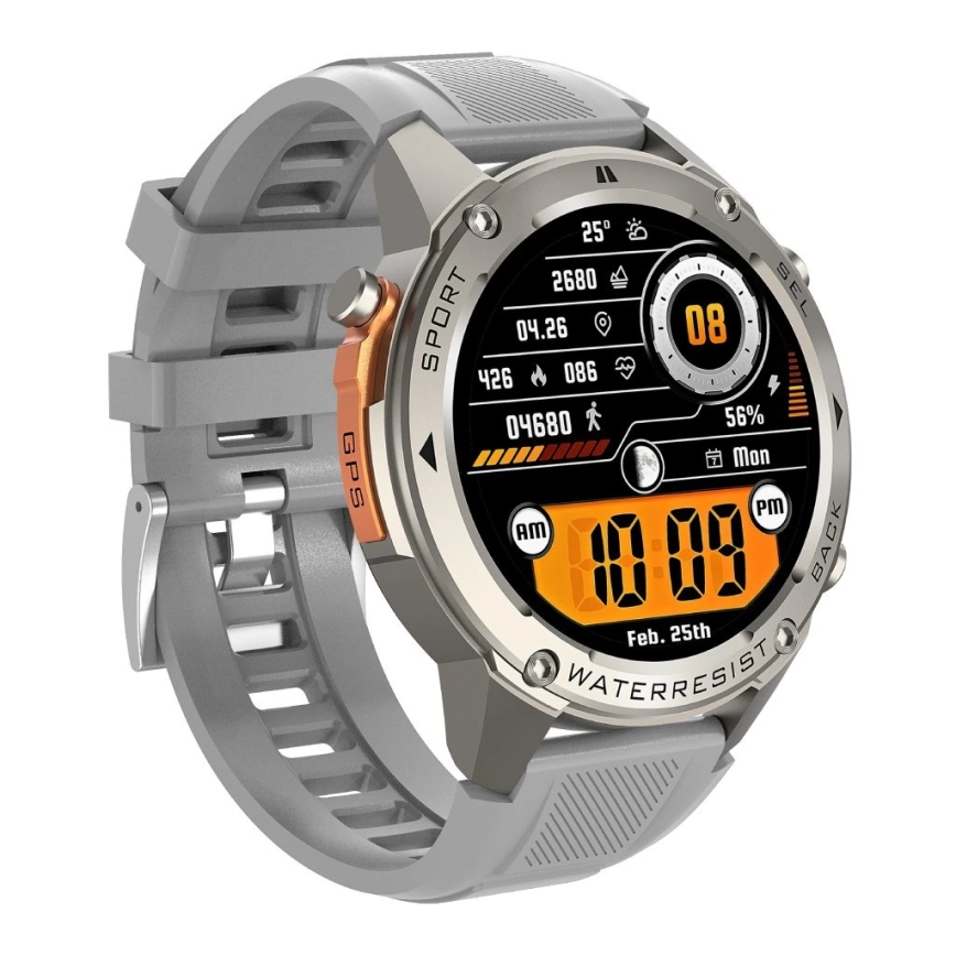 Aligator AW12SR - älykello Watch GPS 500 mAh IP69K hopea