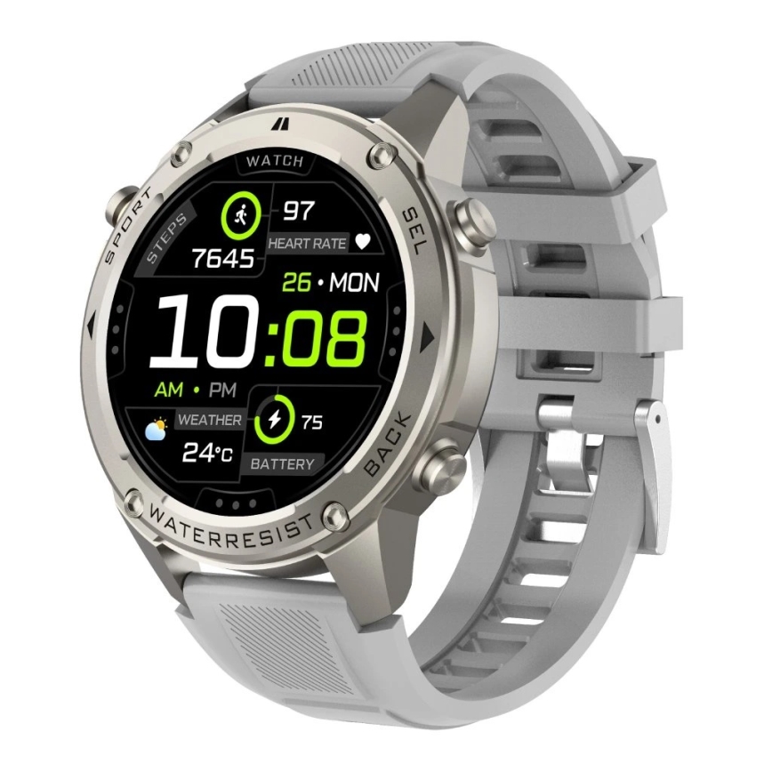 Aligator AW12SR - älykello Watch GPS 500 mAh IP69K hopea