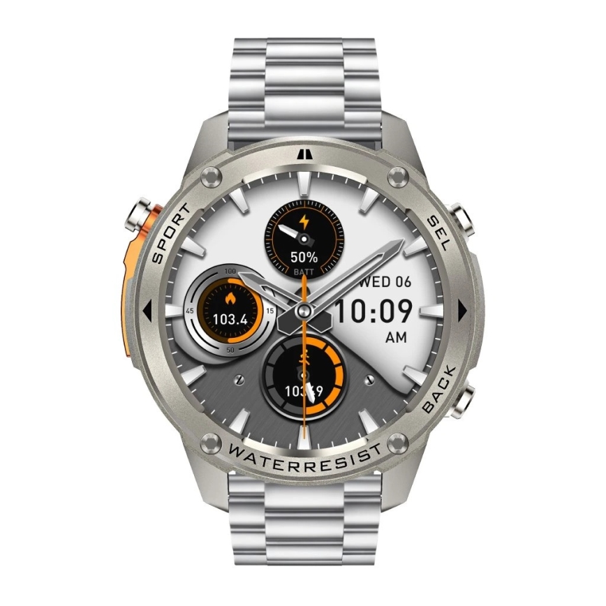 Aligator AW12SR - älykello Watch GPS 500 mAh IP69K hopea