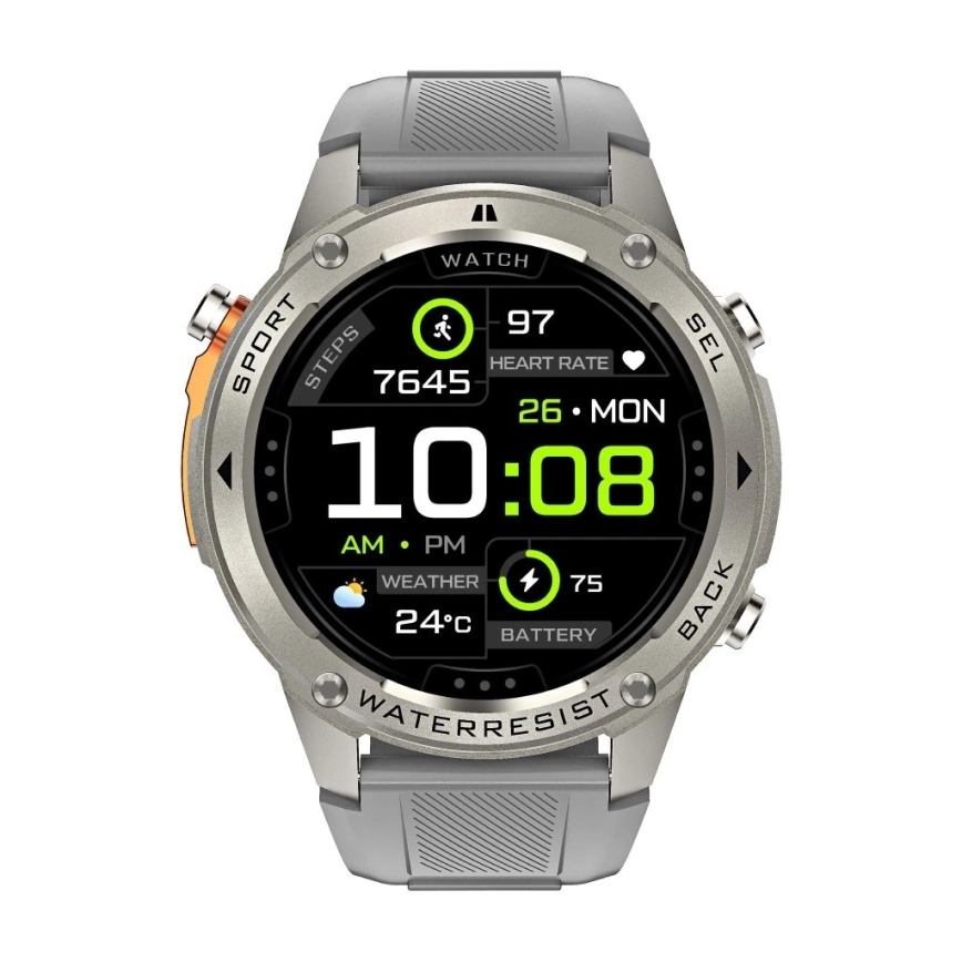 Aligator AW12SR - älykello Watch GPS 500 mAh IP69K hopea