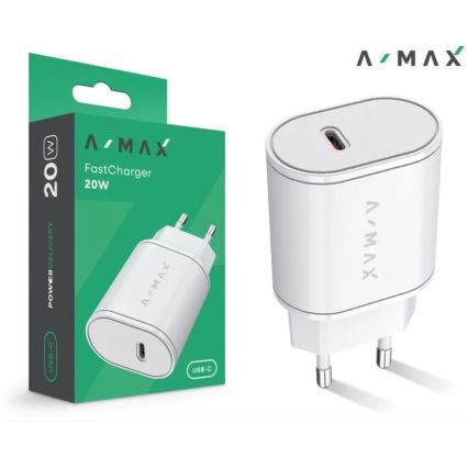 Aligator AX0001V - A-MAX Power Delivery 20 W USB-C pikalaturi, valkoinen