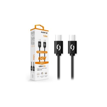 Aligator DATKP48 - USB-kaapeli USB-C / USB-C 65 W Power Delivery 1,5 m musta