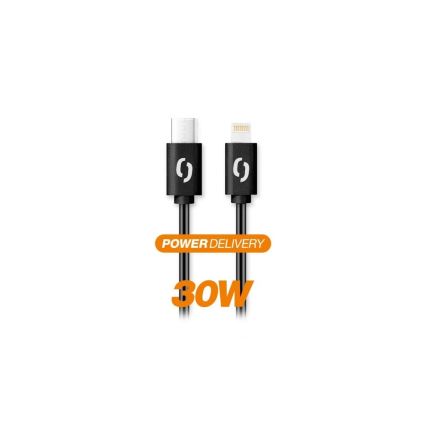 Aligator DATKP50 - USB-kaapeli USB-C / Lightning 30W Power Delivery 1,5m musta