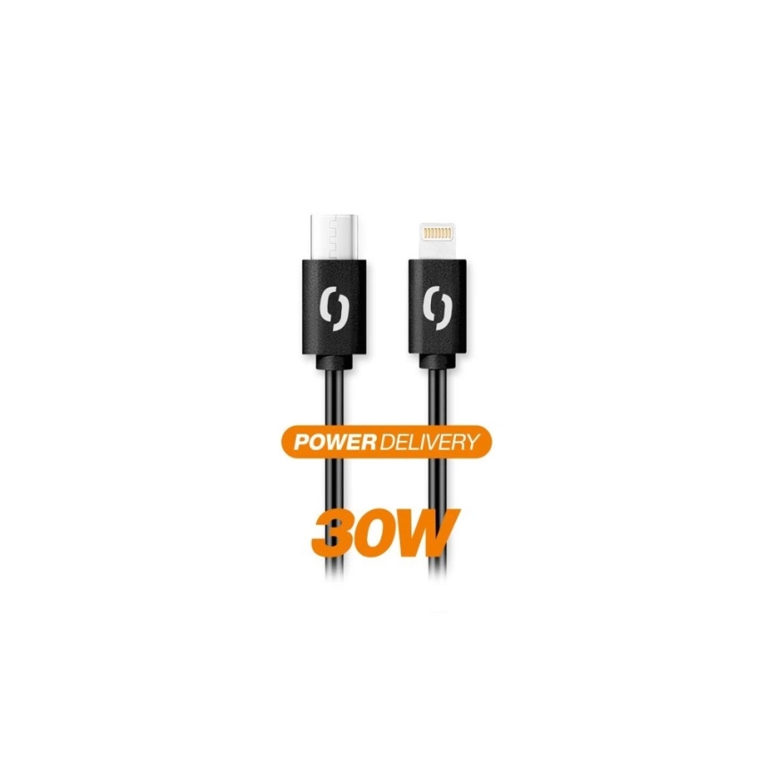 Aligator DATKP50 - USB-kaapeli USB-C / Lightning 30W Power Delivery 1,5m musta
