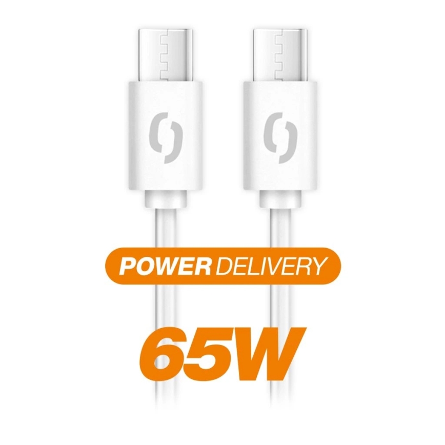 Aligator DATKP59 - USB-kaapeli USB-C / USB-C 65 W Power Delivery 2,5 m valkoinen