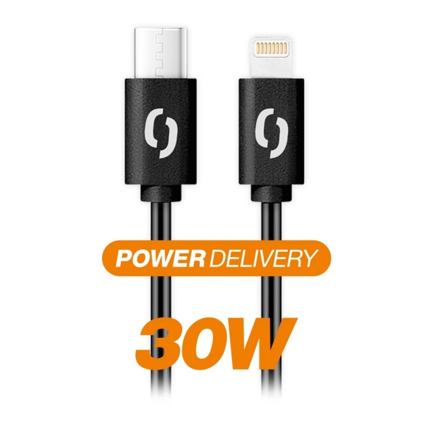 Aligator DATKP60 - USB-kaapeli USB-C / Lightning, 30 W Power Delivery, 2,5 m, musta