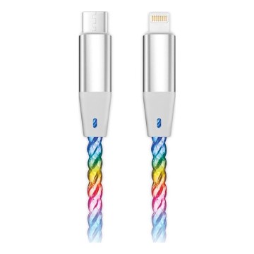 Aligator DATKP63 - USB-kaapeli USB-C / Lightning LED-valaistuksella 30W Power Delivery 1,2m