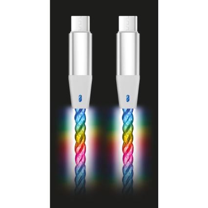 Aligator DATKP64 - USB-C–USB-C-kaapeli, LED-valaistus, 65 W USB Power Delivery, 0,5 m