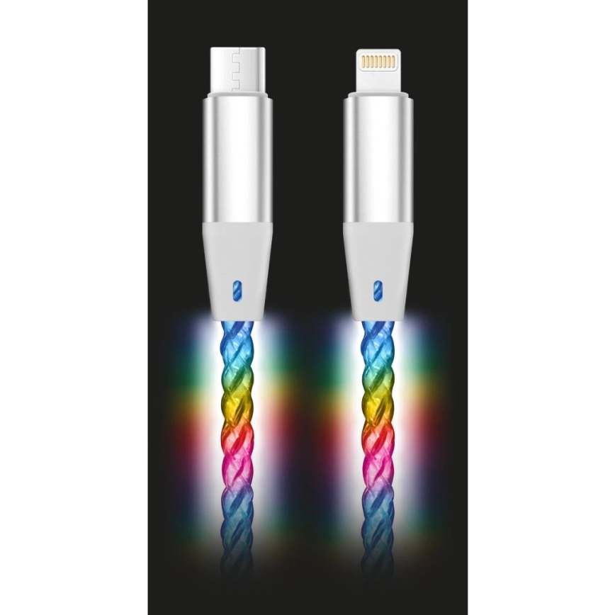 Aligator DATKP65 - USB-kaapeli USB-C / Lightning LED-valaistuksella 30W Power Delivery 0,5m