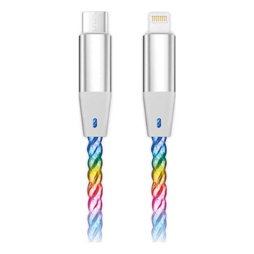Aligator DATKP65 - USB-kaapeli USB-C / Lightning LED-valaistuksella 30W Power Delivery 0,5m