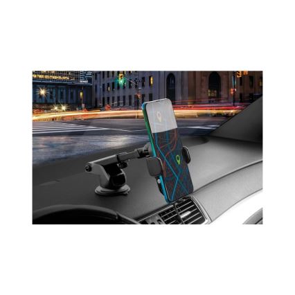 Aligator HAK2 - Automaattisesti sulkeutuva puhelinteline autoon Qi-langattomalla 15 W latauksella, musta