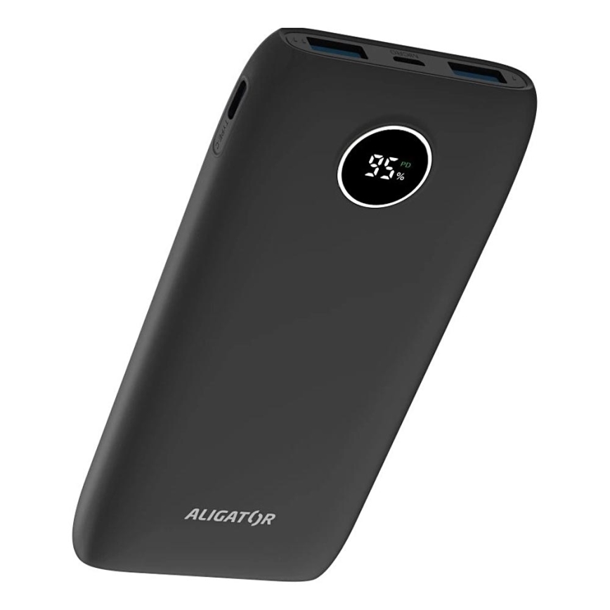 Aligator PBPD10BK - Varavirtalähde LCD-näytöllä Power Delivery 10000 mAh/20W/3,7V musta