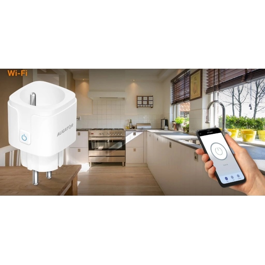 Aligator WAL001 - Älypistorasia 3680W/230V/Tyyppi E/16A Wi-Fi Tuya