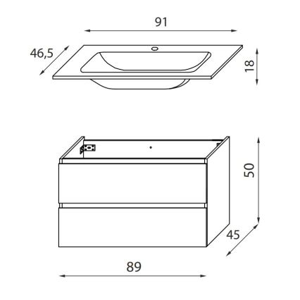 Allaskaappi HENRY 91 cm pesualtaalla, pähkinänsävy