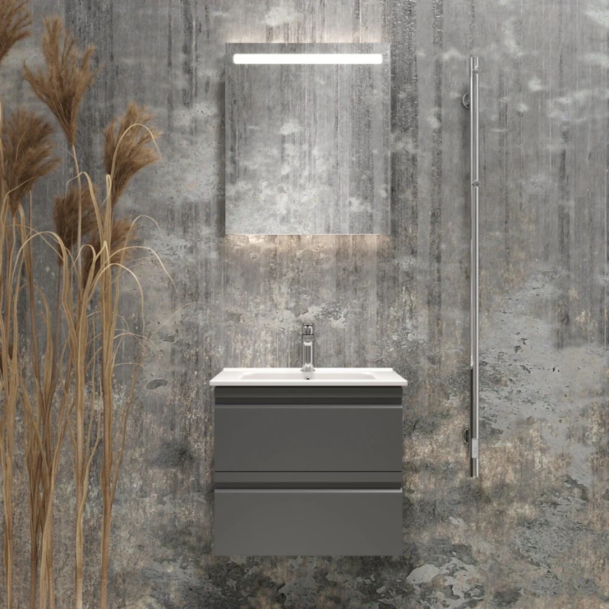 Kylpyhuonekaappi pesualtaalla VIGO + LED-seinäpeili taustavalolla LED/10W/230V IP44 harmaa