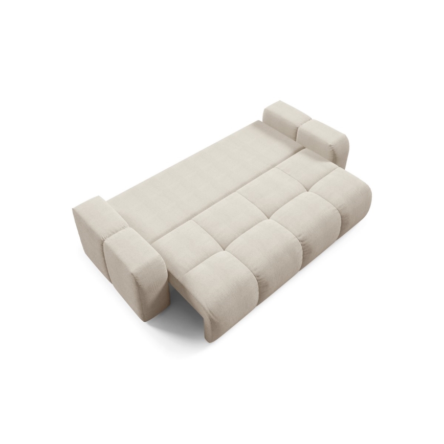 Vuodesohva, verhoiltu, kolmen istuttava, säilytystilalla ALMADA beige