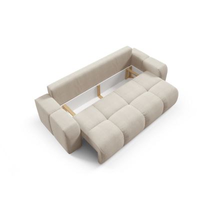 Vuodesohva, verhoiltu, kolmen istuttava, säilytystilalla ALMADA beige