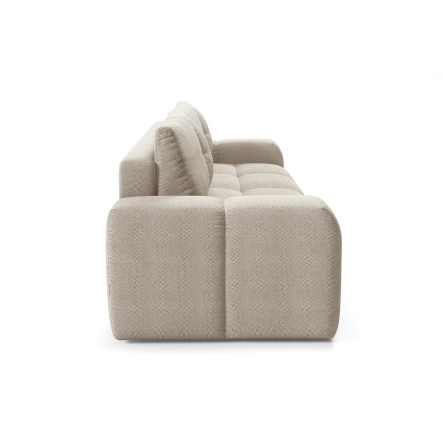 Vuodesohva, verhoiltu, kolmen istuttava, säilytystilalla ALMADA beige
