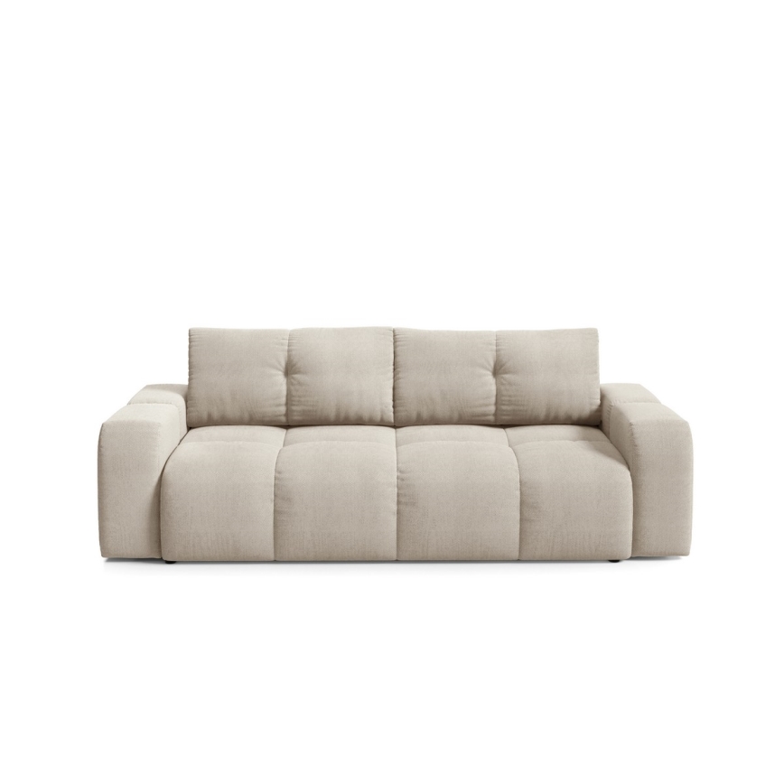 Vuodesohva, verhoiltu, kolmen istuttava, säilytystilalla ALMADA beige