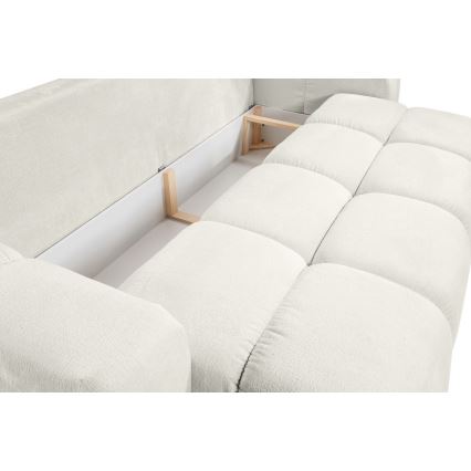 Vuodesohva, verhoiltu, kolmen istuttava, säilytystilalla ALMADA beige