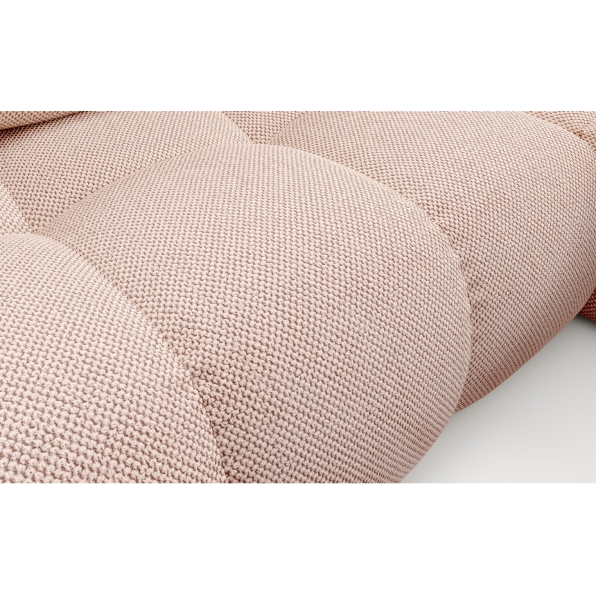 ALMADA oikeanpuoleinen L-muotoinen avattava verhoiltu kulmasohva säilytystilalla, vaaleanpunainen