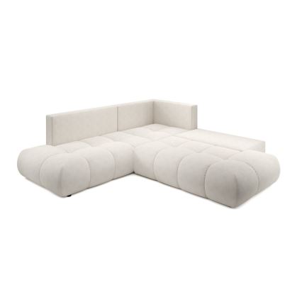 ALMADA oikeanpuoleinen L-muotoinen verhoiltu avattava kulmasohva säilytystilalla, beige