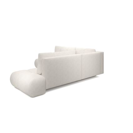 ALMADA oikeanpuoleinen L-muotoinen verhoiltu avattava kulmasohva säilytystilalla, beige