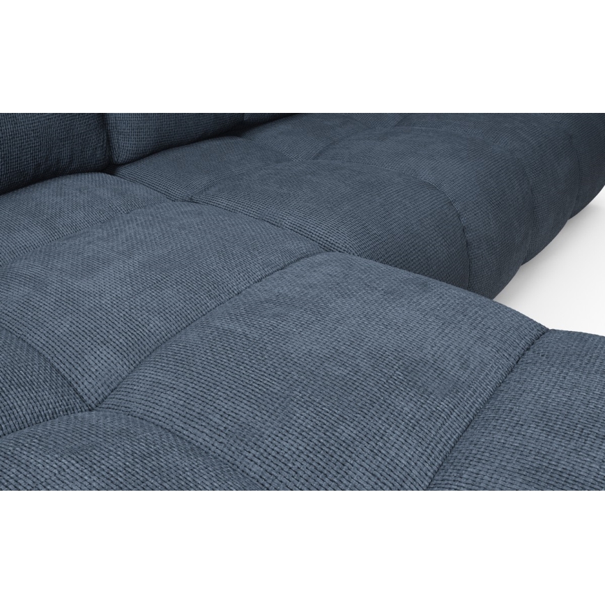 ALMADA L-muotoinen vasenkätinen avattava verhoiltu kulmasohva säilytystilalla, sininen