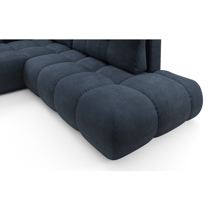 ALMADA L-muotoinen vasenkätinen avattava verhoiltu kulmasohva säilytystilalla, sininen