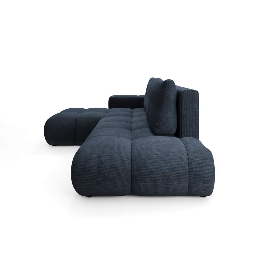 ALMADA L-muotoinen vasenkätinen avattava verhoiltu kulmasohva säilytystilalla, sininen