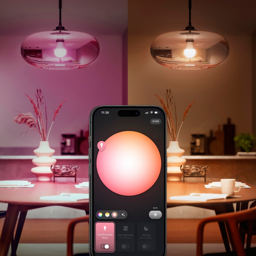 Aloituspaketti Philips Hue White And Color Ambiance Essential 2xE27/8W/230V 2200-6500K + yhdistämislaite