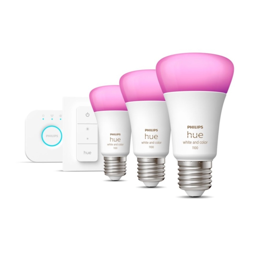Aloituspaketti Philips Hue WHITE AND COLOR AMBIANCE 3xE27/9W 2000-6500K + liitäntälaite
