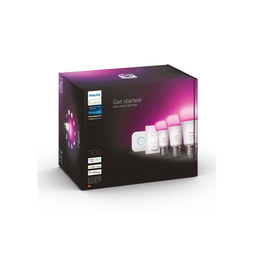 Aloituspaketti Philips Hue WHITE AND COLOR AMBIANCE 3xE27/9W 2000-6500K + liitäntälaite