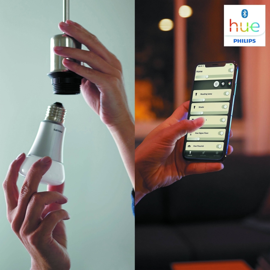 Aloituspaketti Philips Hue WHITE AMBIANCE 2xE27/8W/230V + liitäntälaite