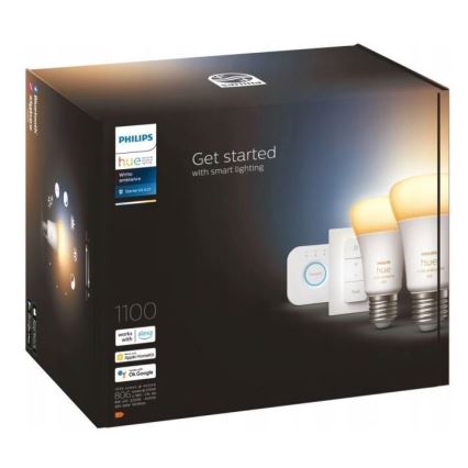 Aloituspaketti Philips Hue WHITE AMBIANCE 2xE27/8W/230V + liitäntälaite