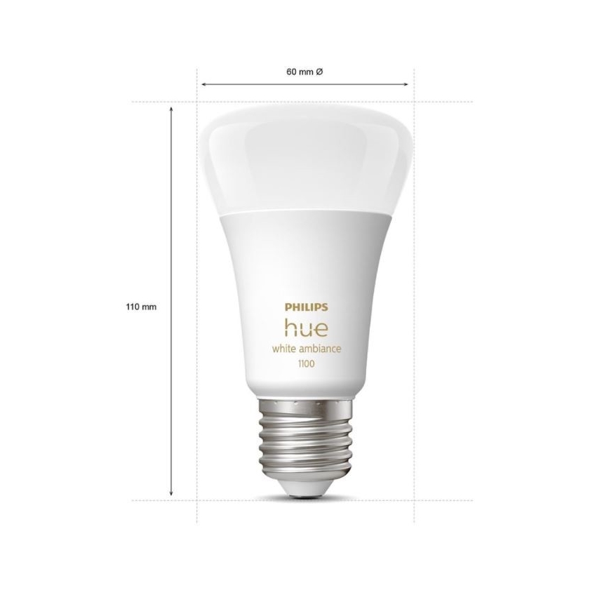 Aloituspaketti Philips Hue WHITE AMBIANCE 2xE27/8W/230V + liitäntälaite