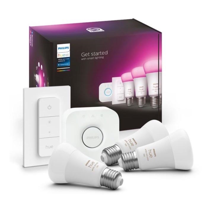 Aloituspaketti Philips Hue WHITE AND COLOR AMBIANCE 3xE27/9W 2000-6500K + liitäntälaite