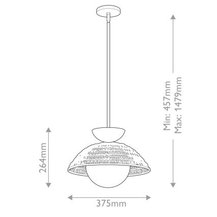 Alora Mood - PERTH kattovalaisin varrella 1xE27/60W/230V Ø 37,5 cm musta