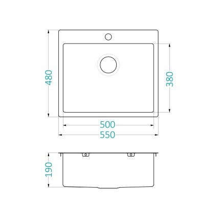 ALVEUS 1124382 - Keittiön pesuallas QUARTO 55x48 cm satiini