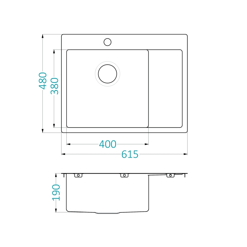 ALVEUS 1124383 - Keittiön pesuallas QUARTO 61,5x48 cm satiini
