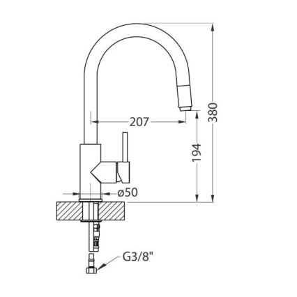 ALVEUS 1129021 - Keittiöhana irrotettavalla suihkupäällä DELOS 38 cm kiiltävä kromi
