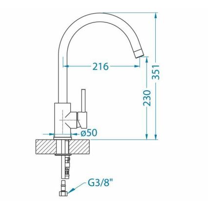 ALVEUS 1129028 - Pesualtaan hana ELZA 35,1 cm harjattu teräs