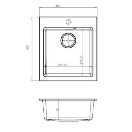 ALVEUS 1133432 - Keittiön pesuallas CORTINA 50x45 cm graniitti/musta